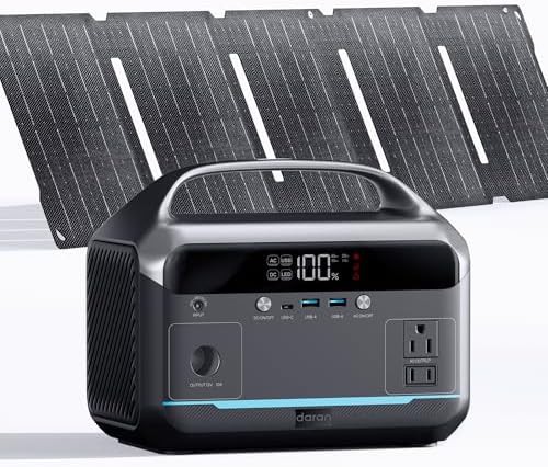 Portable 350W power station with solar panel